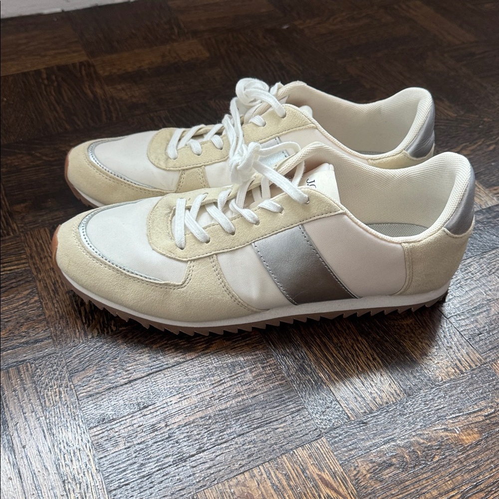 J.Crew - sneaker trainers in metallic colorblock - Metallic Silver - Size 9.5